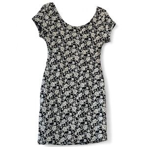 Floral Black and White Dress